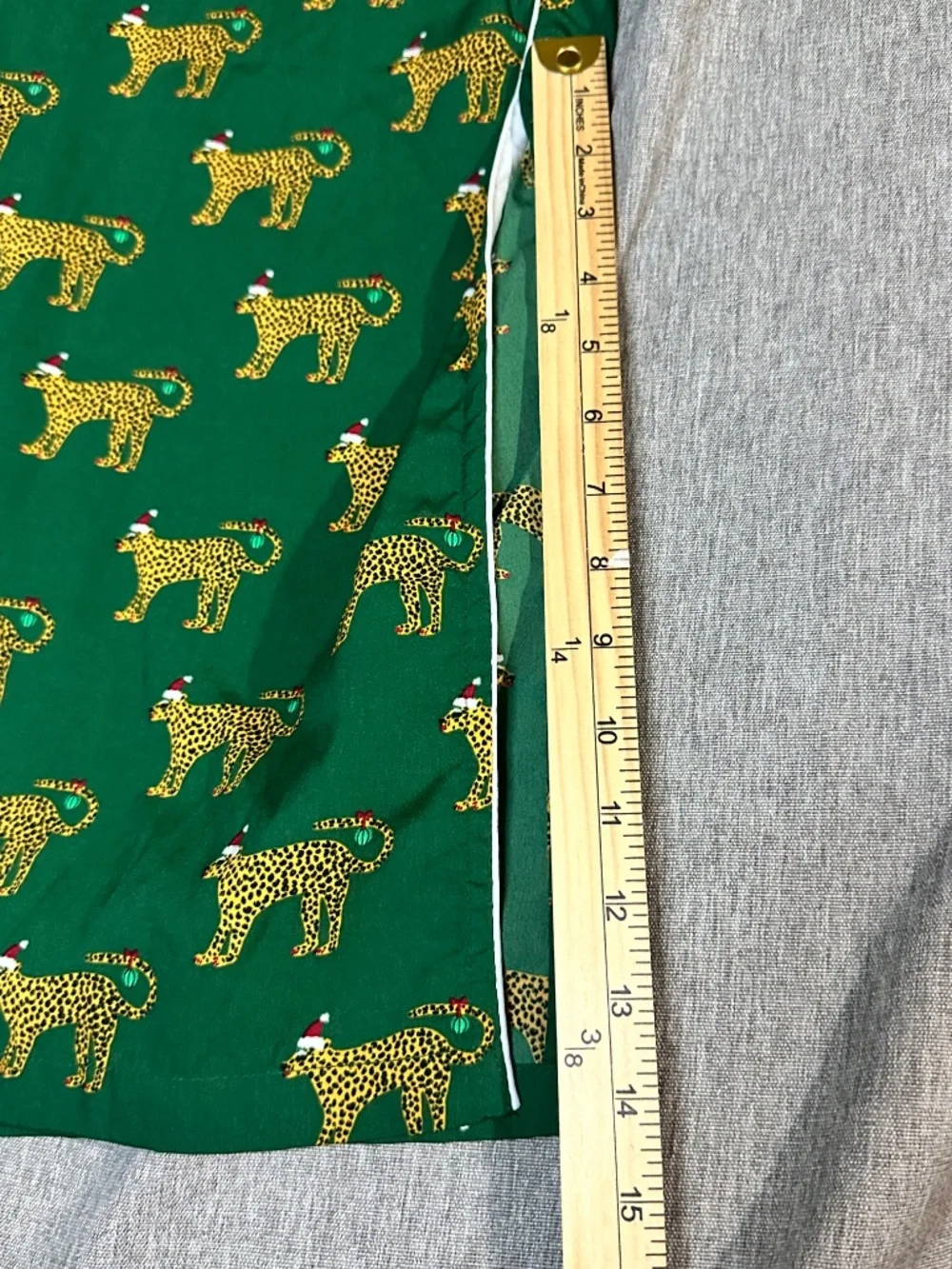 Bouffants and Broken Hearts Christmas Cheetah Pajama Pants Green - Large